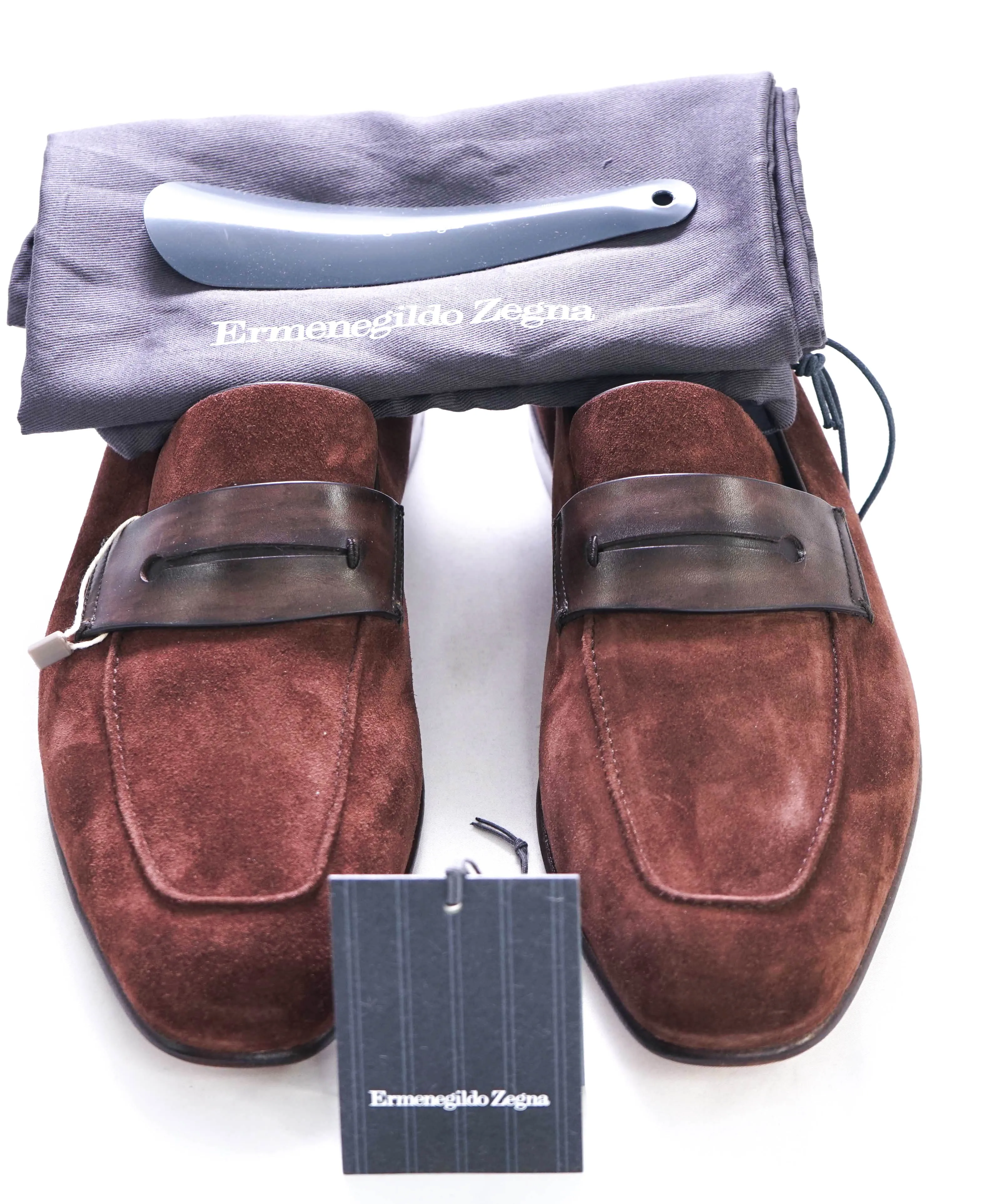 $960 ERMENEGILDO ZEGNA - Brown/Burgundy Penny Loafers - 11.5 US