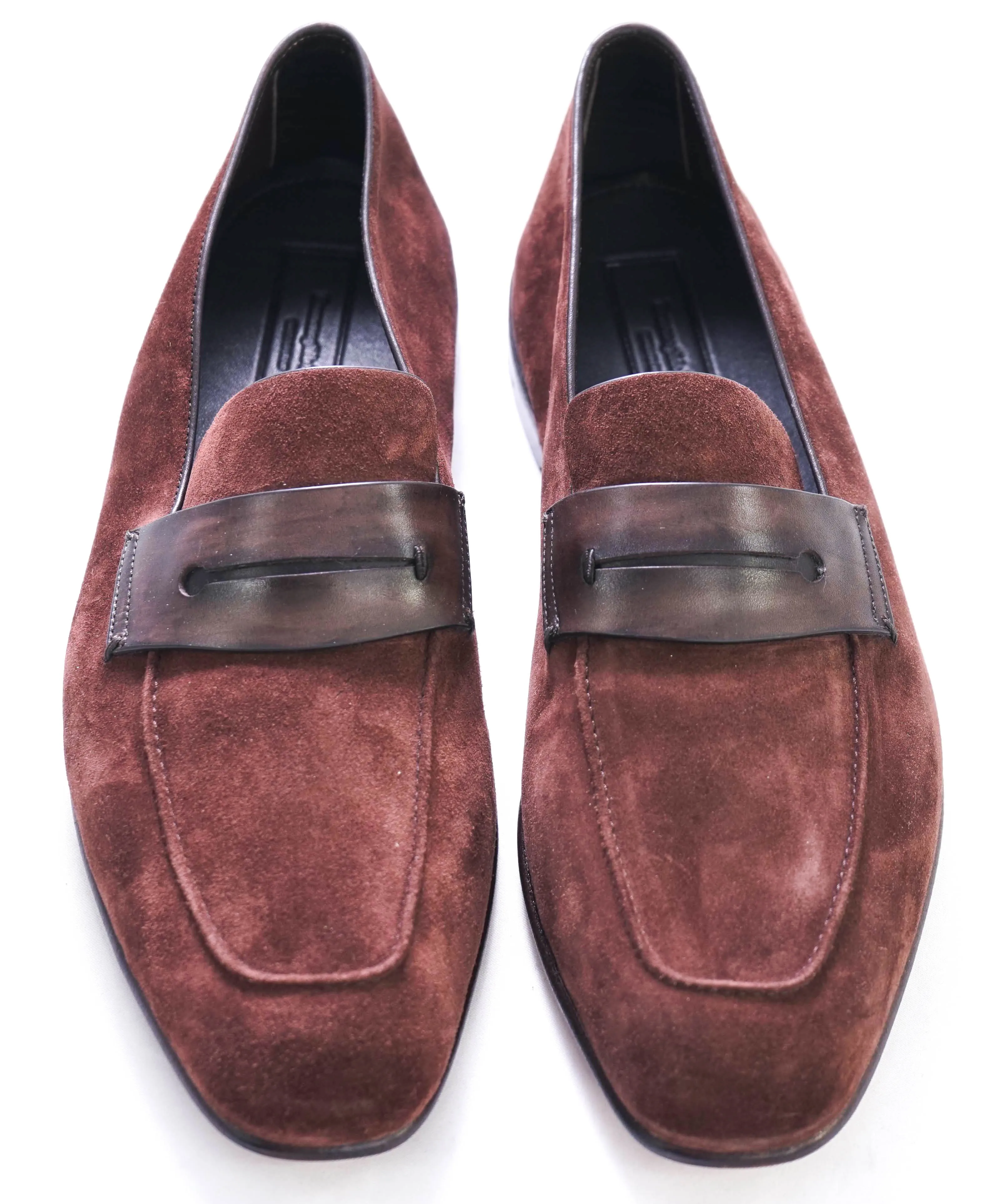 $960 ERMENEGILDO ZEGNA - Brown/Burgundy Penny Loafers - 11.5 US