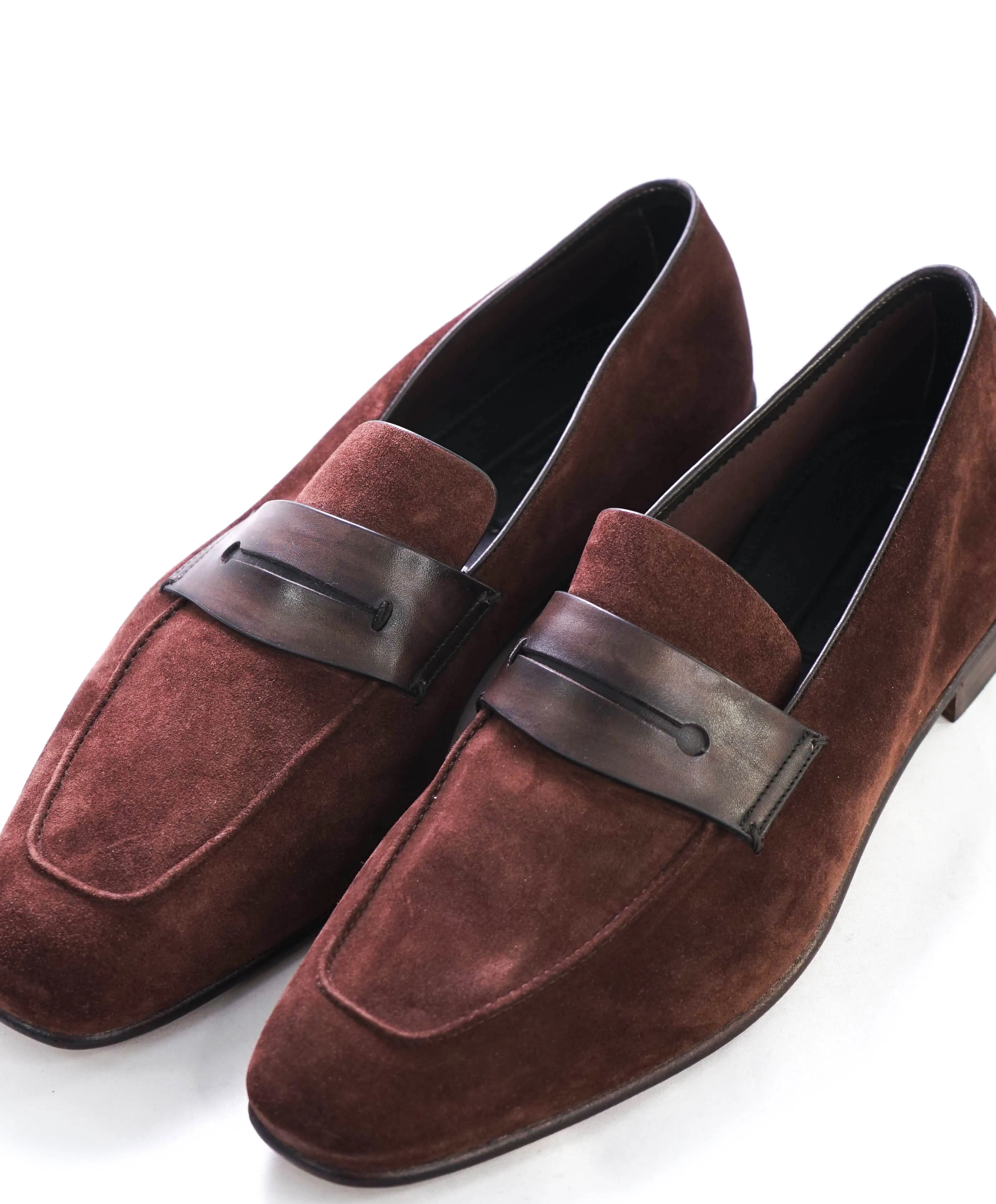 $960 ERMENEGILDO ZEGNA - Brown/Burgundy Penny Loafers - 11.5 US