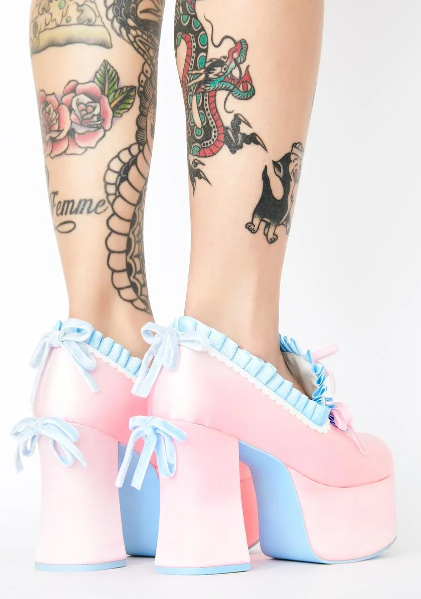 Bisou Baby Platform Heels - Pink/Blue