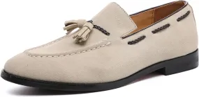 ByErz Men's Suede Leather Loafer Shoes Office and Casual Slip-On Loafer Smoking Slipper with Tassel