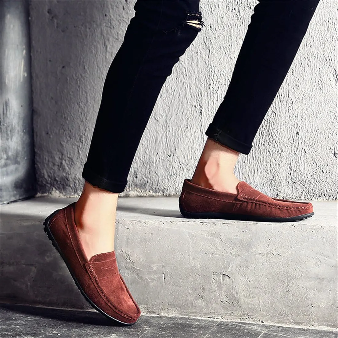 ChicWind Men's Suede Leather Penny Loafers Driving Moccasins Slip On Flats Boat Shoes