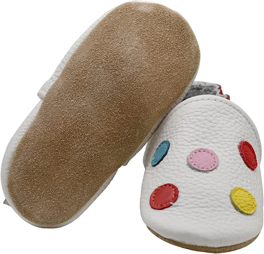 iEvolve Baby Leather Shoes Soft First Walker Shoes Crib Shoes Moccasins for Toddlers