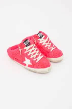 Neon Pink & White Shearling Sabot Sneaker Mule