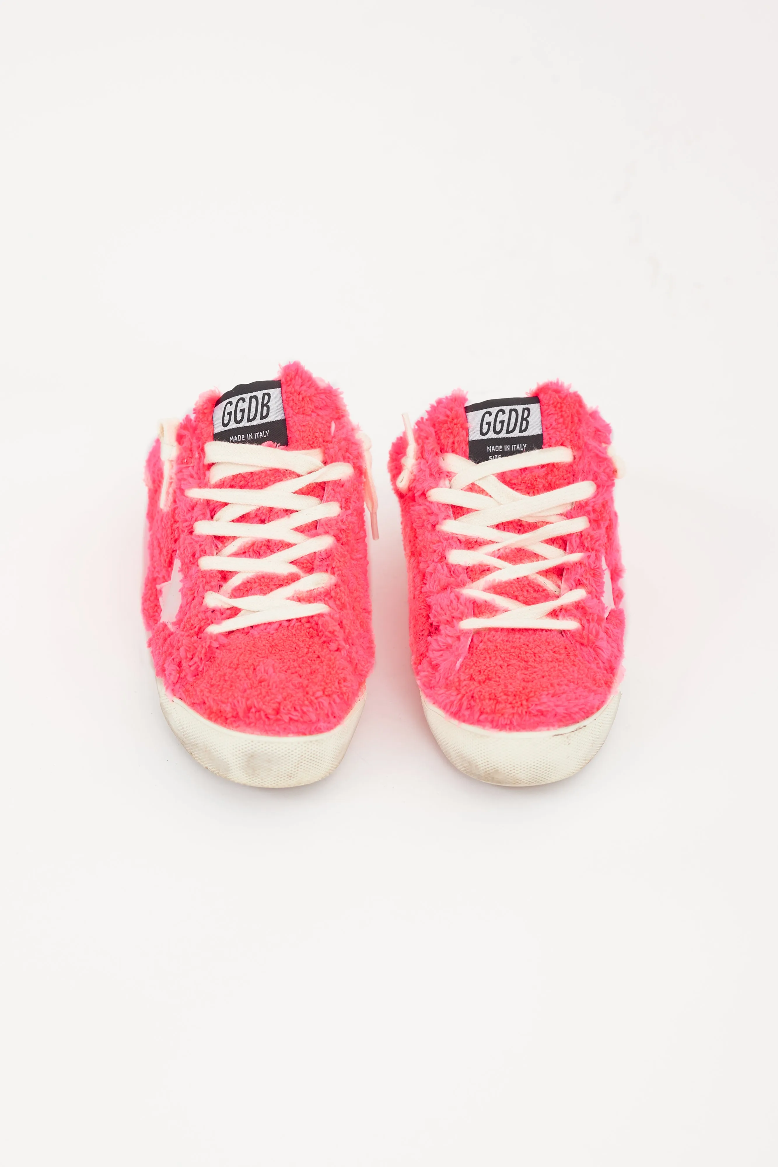 Neon Pink & White Shearling Sabot Sneaker Mule