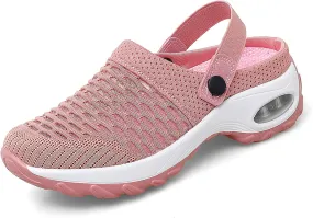 Trsorini Mules Clogs for Women Summer Air Cushion Platform Mesh Mules Sneaker Sandals for Female Lightweight Beach Shoes Outdoor Slippers Walking Shoes