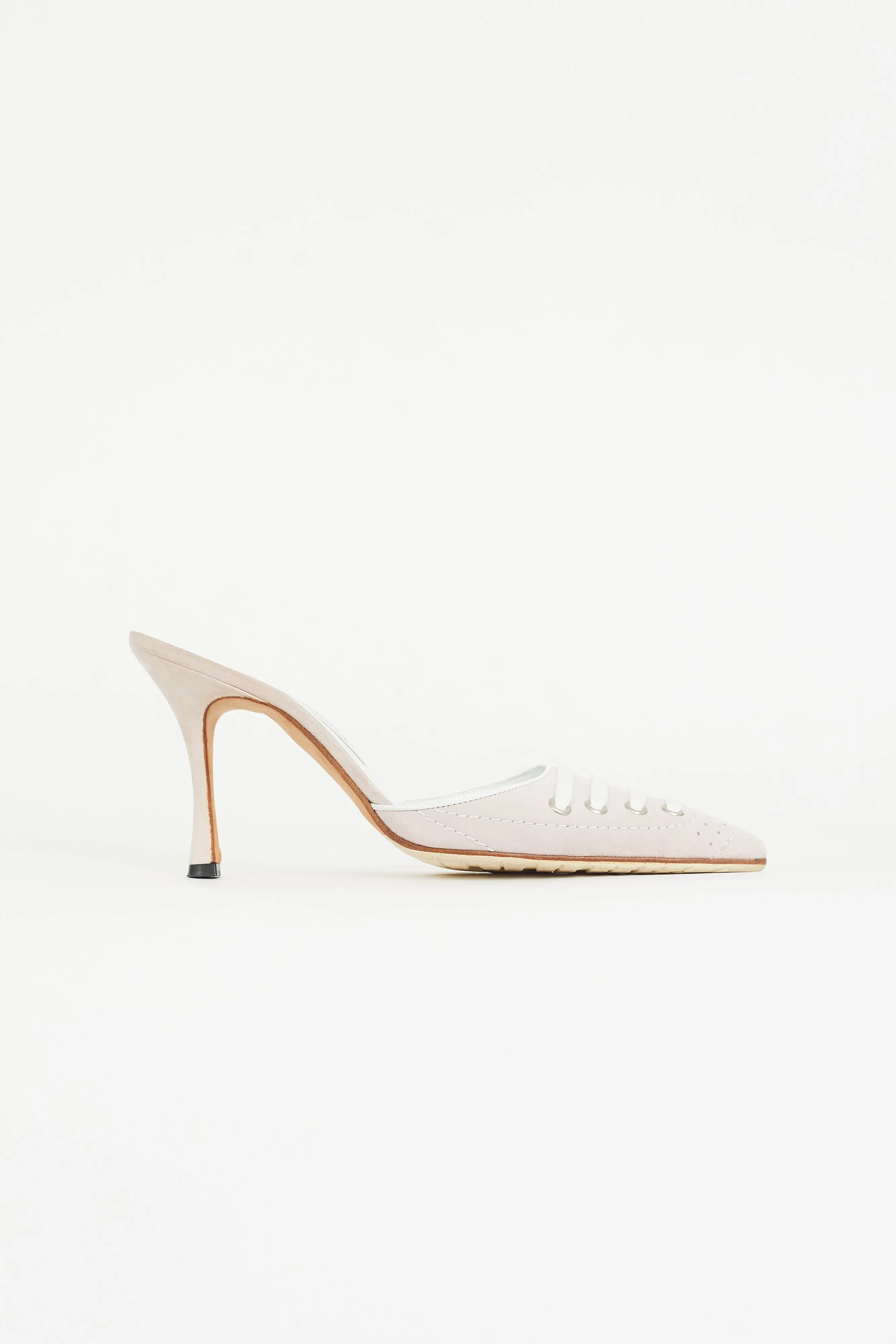 Vintage Pink Suede Lace Up Sneaker Mule